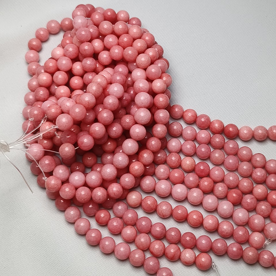 หินโรโดโครไซต์ - หินปลอบใจ ใจสงบ ลดเครียด ปลุกใจ ยาว 37 ซม. 10 มิล (42 เม็ด)