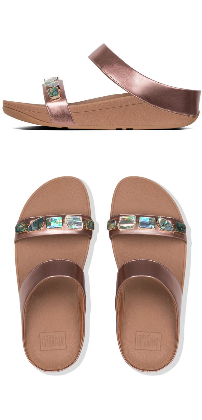 Fitflop Fino Shellstone Slide Rose Gold ของแท้ นำเข้าจาก USA และ UK