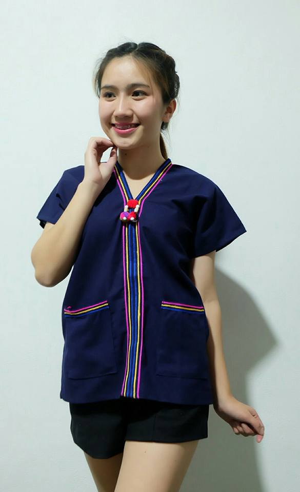 เสื้อนากา เสื้อผ้าพื้นเมือง เสื้อผ้าฝ้ายล้านนา แบบสวยน่ารัก แต่งปอม ลายผ้าพื้นเมืองสวยๆ