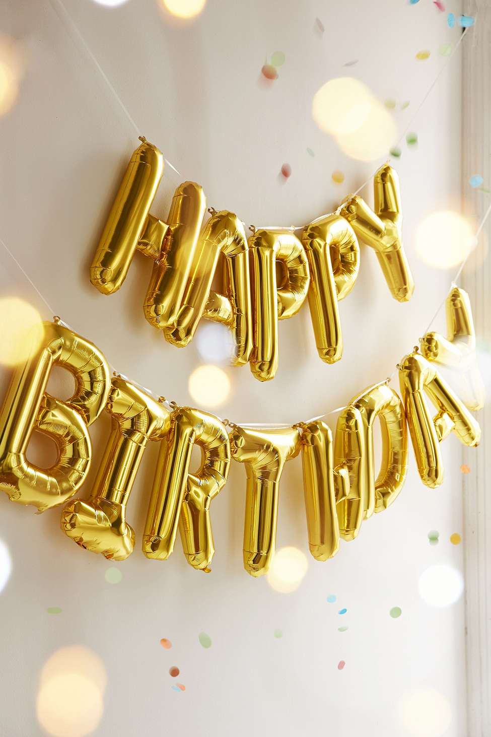 ลูกโป่งฟลอย์ข้อความ Happy Birthday สีทอง ติดกำแพง / Item No.TL-H007