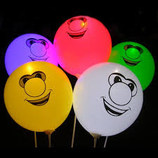 ลูกโป่งคละสี พิมพ์ลายหน้ายิ้ม Smiley แพ็ค 5 ชิ้น ไฟกระพริบ (Smiley latex Balloon - LED RGB Mode)