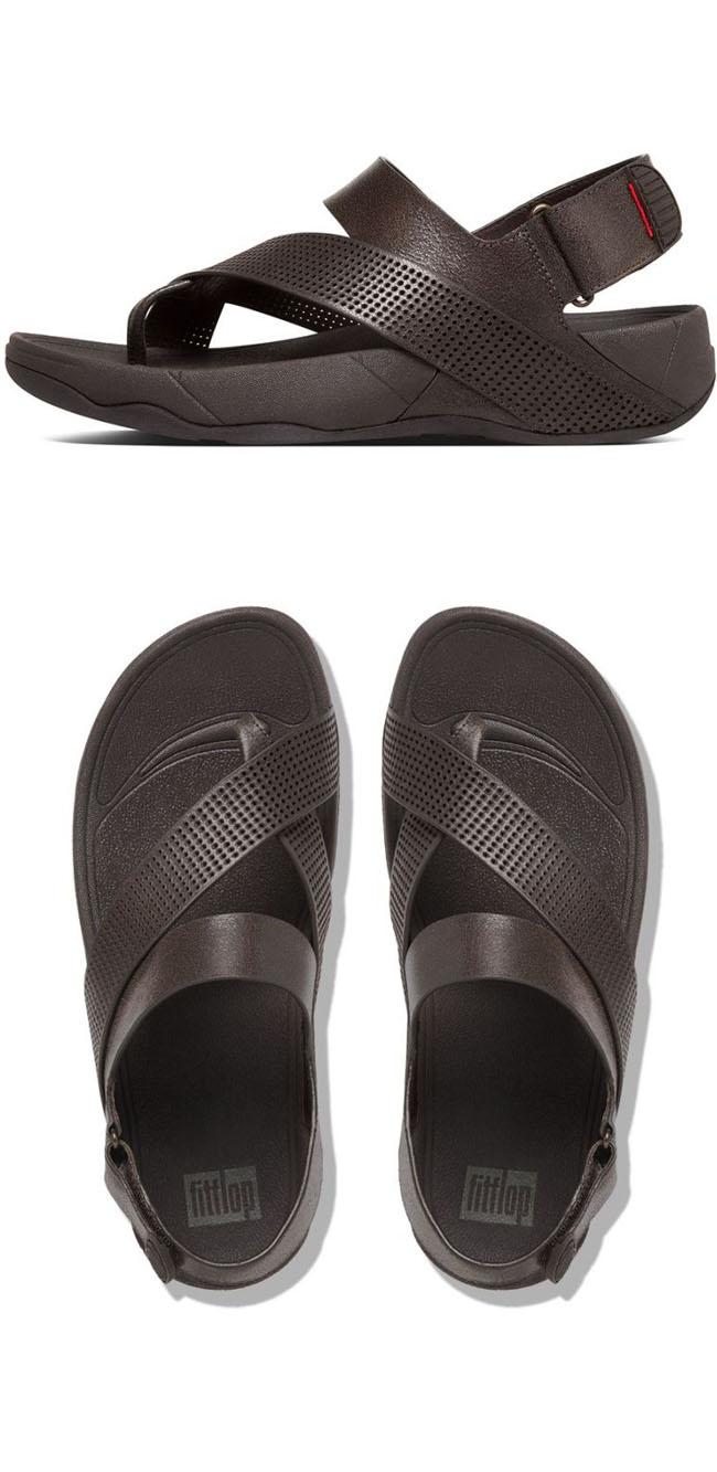 Fitflop Sling Perf Leather Backstrap Chocolate ของแท้ นำเข้าจาก USA และ UK