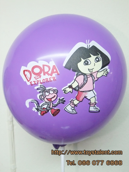 ลูกโป่งกลมพิมพ์ลายการ์ตูน Dora ไซส์ 12 นิ้วคละสี แพ็คละ 10 ใบ (Round Balloons 12" - Printing Dora Cartoon latex balloons)