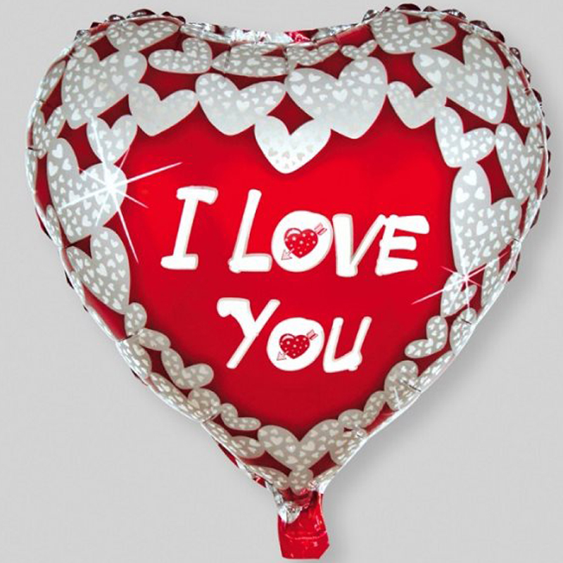 ลูกโป่งฟลอย์รูปหัวใจพิมพ์ลาย I LOVE U สีแดงไซส์ 18 นิ้ว - Love Series Heart Shape Foil Balloon / Item No. TL-E046