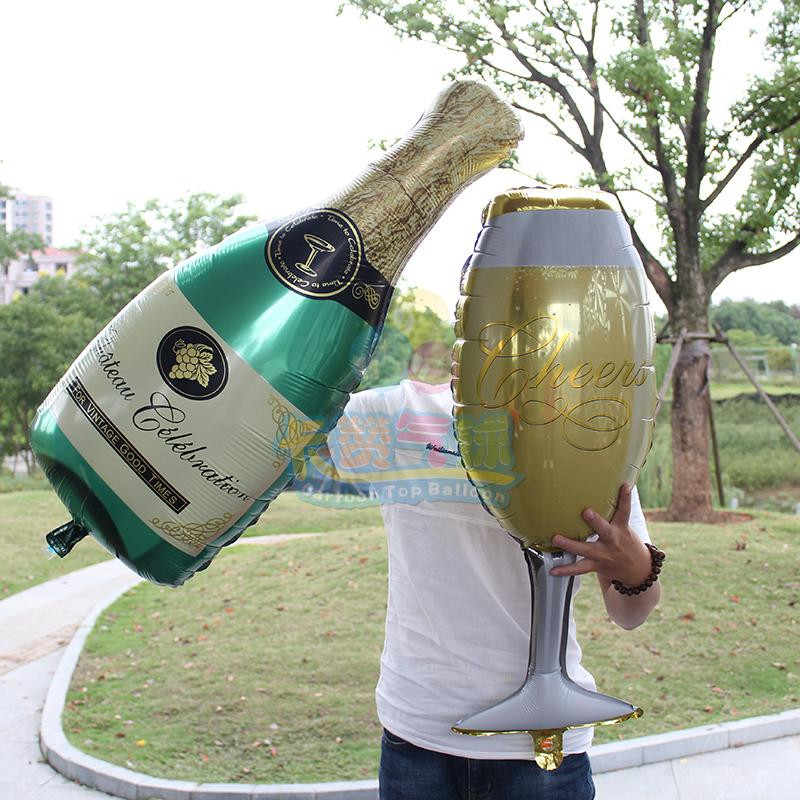 ลูกโป่งฟอยล์รูปขวดแชมเปญ ไซส์ 96*50 cm. - A Bottle of Champagne Shape Foil Balloon / TL-D071
