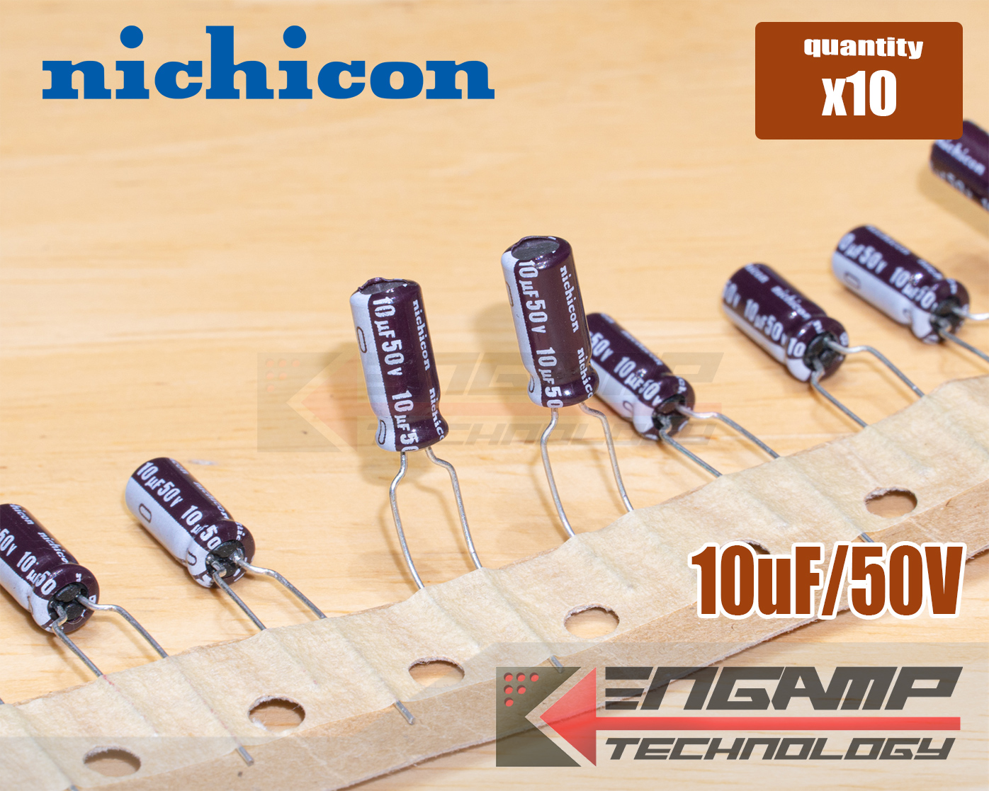 (10ตัว) [E-CAP] 10uF/50V 105 C Nichicon PJ(M) 5x11.5mm P=5mm