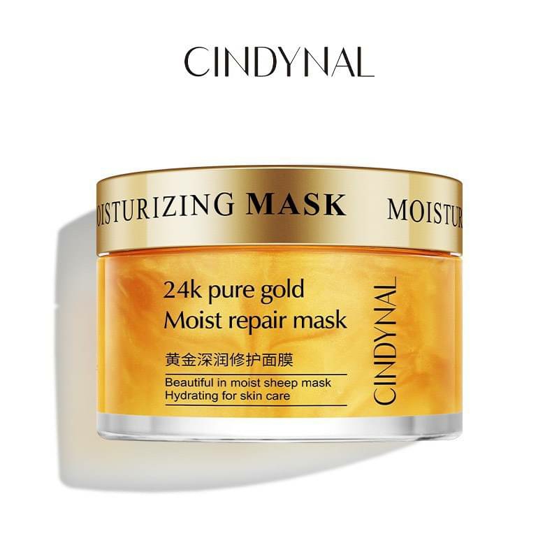ครีมมาร์คหน้าทองคำ 24K (50g.) Cindynal 24K pure gold Moist Repair Mask ครีมมาร์คหน้าทองคำ 50g.