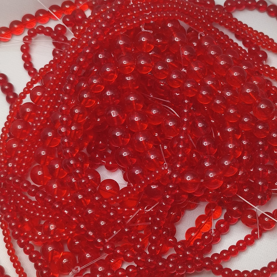 หินควอตซ์ทับทิม หินเพิ่มพลังราชีนี - สบาย มีความสุข ร่ำรวย ยาว 37 ซม. 6 มิล (63 เม็ด)