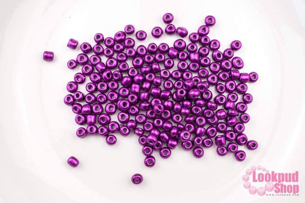 ลูกปัดจีน กลม สีม่วงเม็ดมะปราง 4มิล #L (1ถุง/450กรัม)