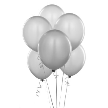 ลูกโป่งกลมเนื้อเมททัลลิก สีเงิน ไซส์ 12 นิ้ว แพ็คละ 10 ใบ (Metallic Silver Latex Balloons Size 12")