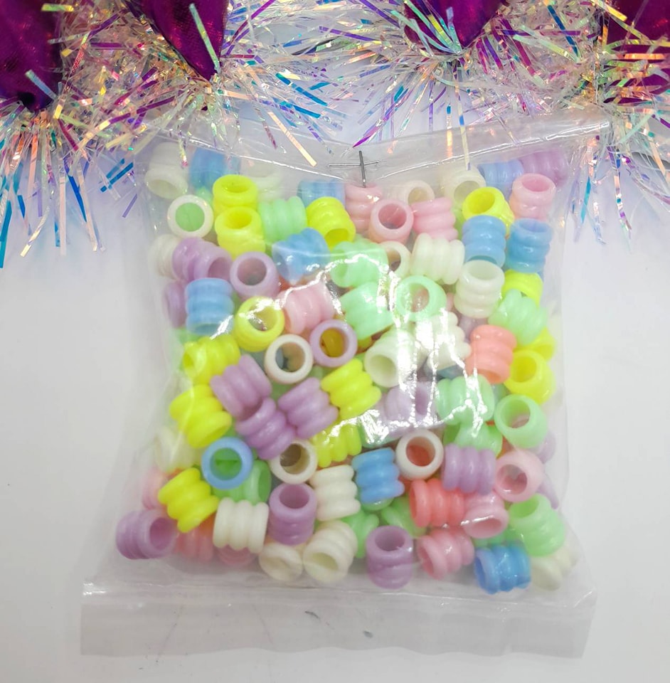 ลูกปัดแฟนซี ปล้องกลม คละสี แพค 20฿