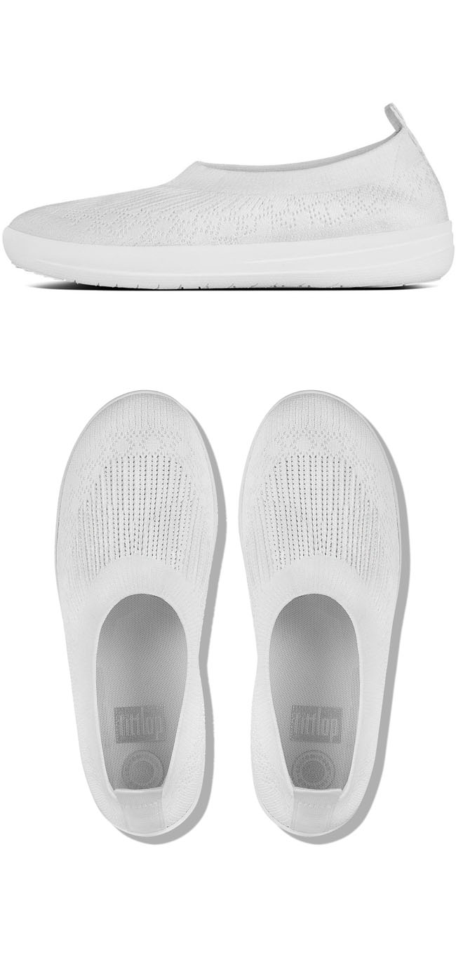Fitflop Uberknit Slip On Ballet Flat Urban White ของแท้ นำเข้าจาก USA และ UK
