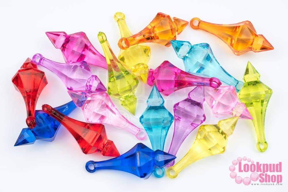 ลูกปัดพลาสติก หยดน้ำ คละสี 18X48มิล (1ถุง/500กรัม)