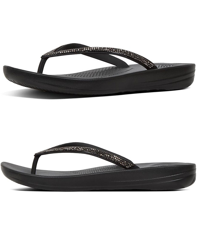 Fitflop Iqushion Sparkle Ergonomic Flip Flop Black ของแท้ นำเข้าจาก USA และ UK