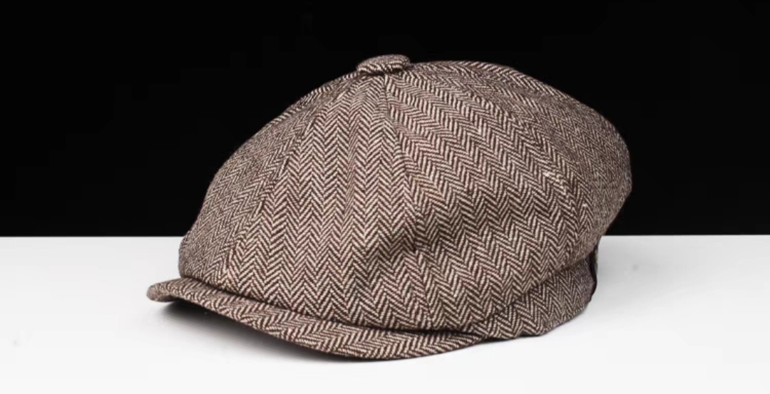 หมวกวินเทจ อังกฤษ หมวกแก๊ป ไหมพรม สีลาย (ดำ เทา น้ำตาล ) ฟรีไซส์ 56-58ซม
