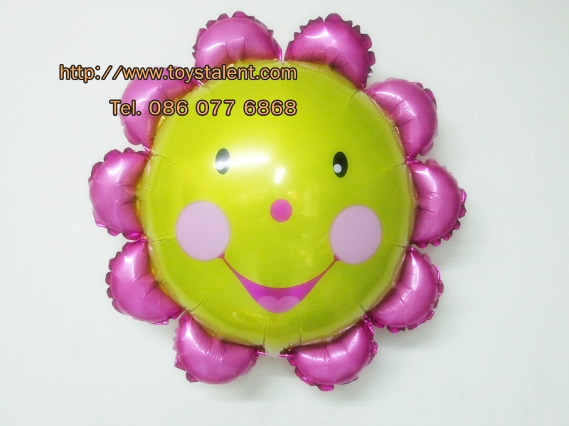 ลูกโป่งฟลอย์ Pink Flower หน้ายิ้ม ไซส์เล็ก - Pink Flower Small size Foil Balloon / Item No. TL-A074
