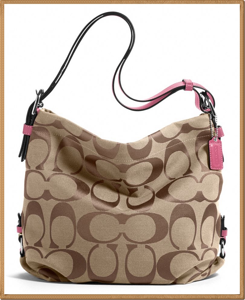Coach 24CM Signature Duffle 15067 - Khaki / Pink