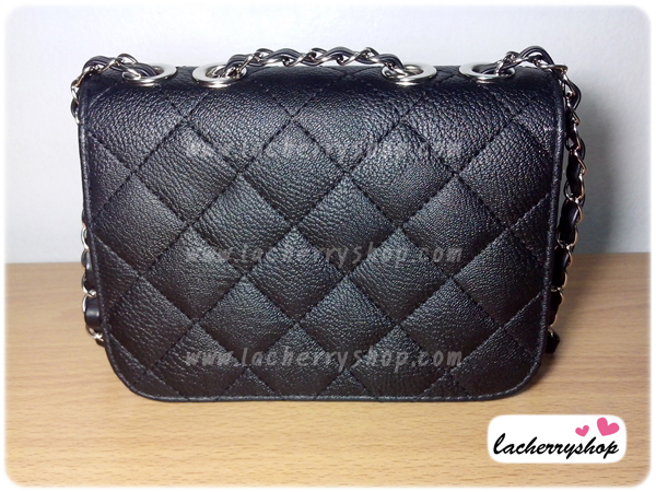 กระเป๋าแฟชั่น สีดำ หนัง PU สายโซ่สะพายไหล่ ปรับความยาวได้ แบบยอดนิยม ((โปรโมชั่นส่งฟรี))