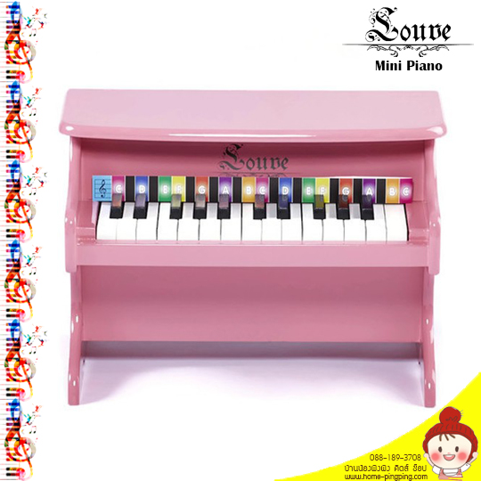 เปียโนเด็ก – LOUVE Mini Piano เปียโนทำจากไม้ MDF อย่างดี แข็งแรง ทนทานออกแบบสำหรับเด็กโดยเฉพาะ สร้างความสนุกสนาน ปลูกฝังความรักในเสียงดนตรี พร้อมกระตุ้นพัฒนาการเด็ก ฝึกการใช้ประสาทสัมผัสทั้ง 3 ได้แก่การสัมผัส การได้ยิน การมองเห็น ให้สัมพันธ์กัน ผ่านการเล่นตามโน้ตเพลงในกล่อง เสียงน่ารักๆ กังวานเหมือนระฆัง กระตุ้นความสนใจ ออกแบบจำลองจากเปียโนจริง เหมาะสำหรับเป็นของขวัญชิ้นแรก ไม่จำเป็นต้องอ่านโน้ตได้ หรือมีพื้นฐานทางด้านดนตรี ก็สามารถเล่นตามแถบสีและโน้ตได้อย่างง่ายดาย