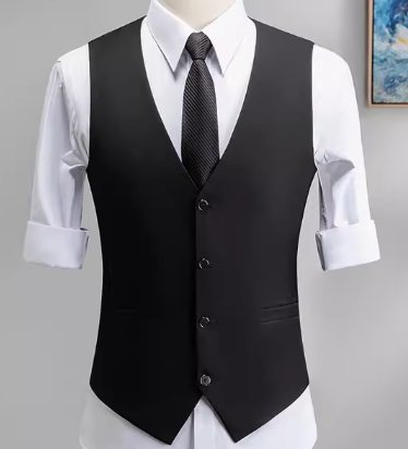 เสื้อกั๊กกระดุมคู่4 8เม็ด oversizeชาย สไตล์อังกฤษ23 แฟชั่นเล็กใหญ่ กระเป๋าขาว สีล้วน No.32 34-36-38-40-42 44 45 สีดำ เทา น้ำเงิน