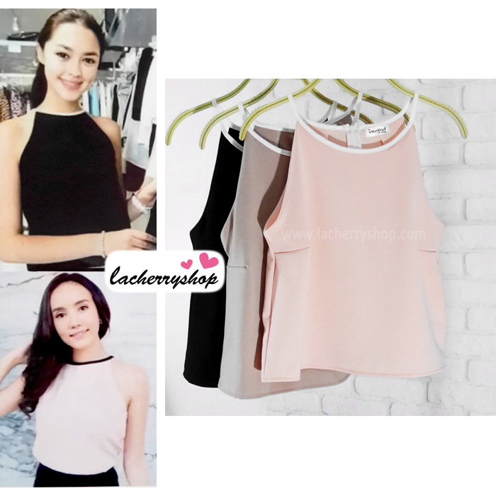 เสื้อผ้าแฟชั่นสวยๆ เสื้อสายเดี่ยว สีโอรส ผ้าฮานาโกะ แบบสวยน่ารักๆค่ะ มีซิปหลัง
