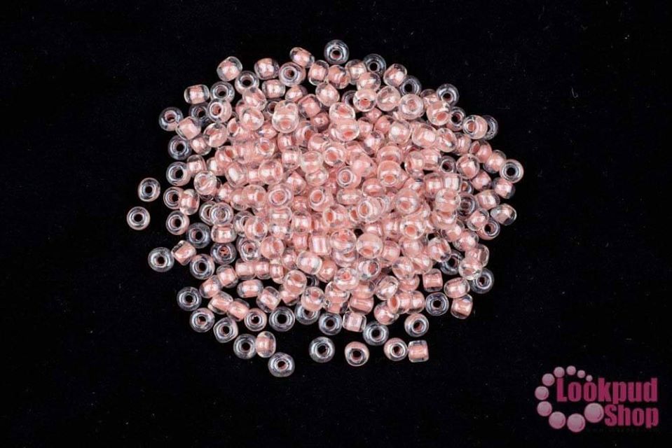 ลูกปัดจีน กลม สีพีชสอดไส้ 4มิล #L (1ถุง/450กรัม)