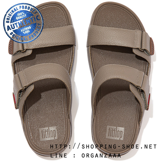Fitflop Men's Gogh Moc Leather Slide Timberwolf Brown ของแท้ นำเข้าจาก USA และ UK