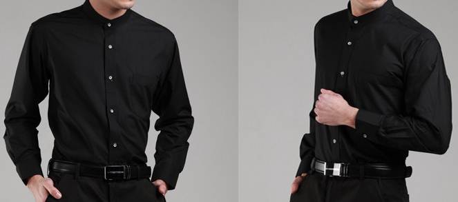 เสื้อเชิ้ตแขนยาว คอจีน ทรงปกติ ใหญ่พิเศษ size No.37 38 39 40 41 42 43 44 45 46 47 48 สีขาว ดำ