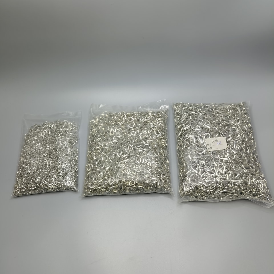 ตะขอทำสร้อย ตะขอก้ามปู 5x10มิล #S (1,000ชิ้น) สีโรเดียม