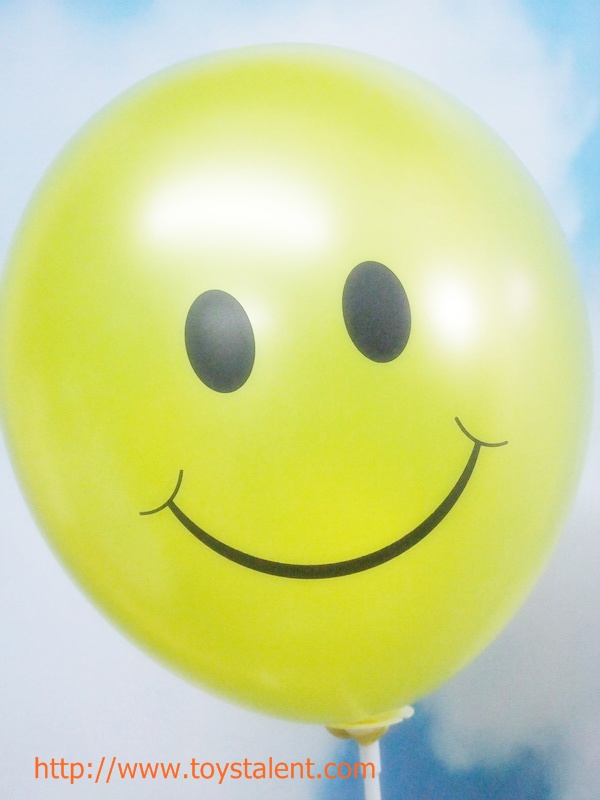 ลูกโป่งกลมพิมพ์ลายหน้ายิ้ม ไซส์ 12 นิ้ว แพ็คละ 10 ใบ คละสี (Round Balloons 12" - Printing Smiley latex balloons Mixed color)