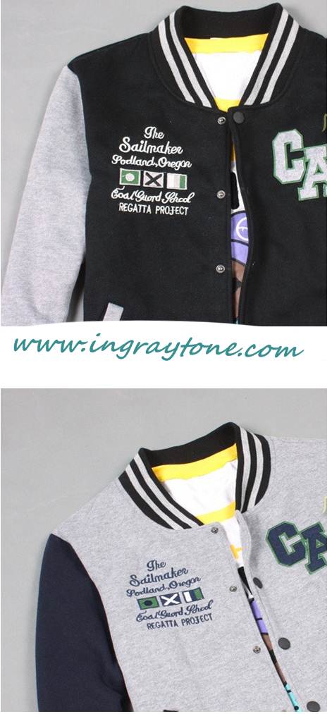 เสื้อแจ็คเก็ต เสื้อคลุมเบสบอล โลโก้ปัก CA สีเทาแขนดำกรมNo.36