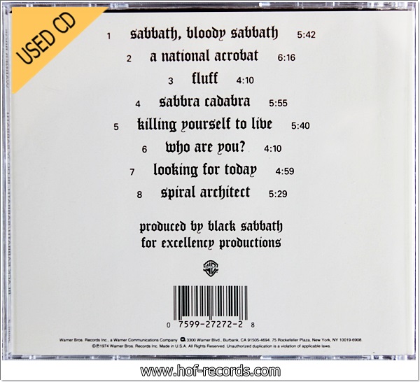 Black Sabbath - Sabbath Bloody Sabbath (USA) Used Cd VG++