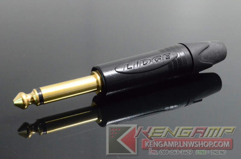 (มีตัวเลือก)[PJ] LIDGE YM-201G ปลั๊กโฟนโมโนหรือสเตอริโอ 1/4" ชุบทอง ท้ายยาง สำหรับเข้าสาย 4-6mm