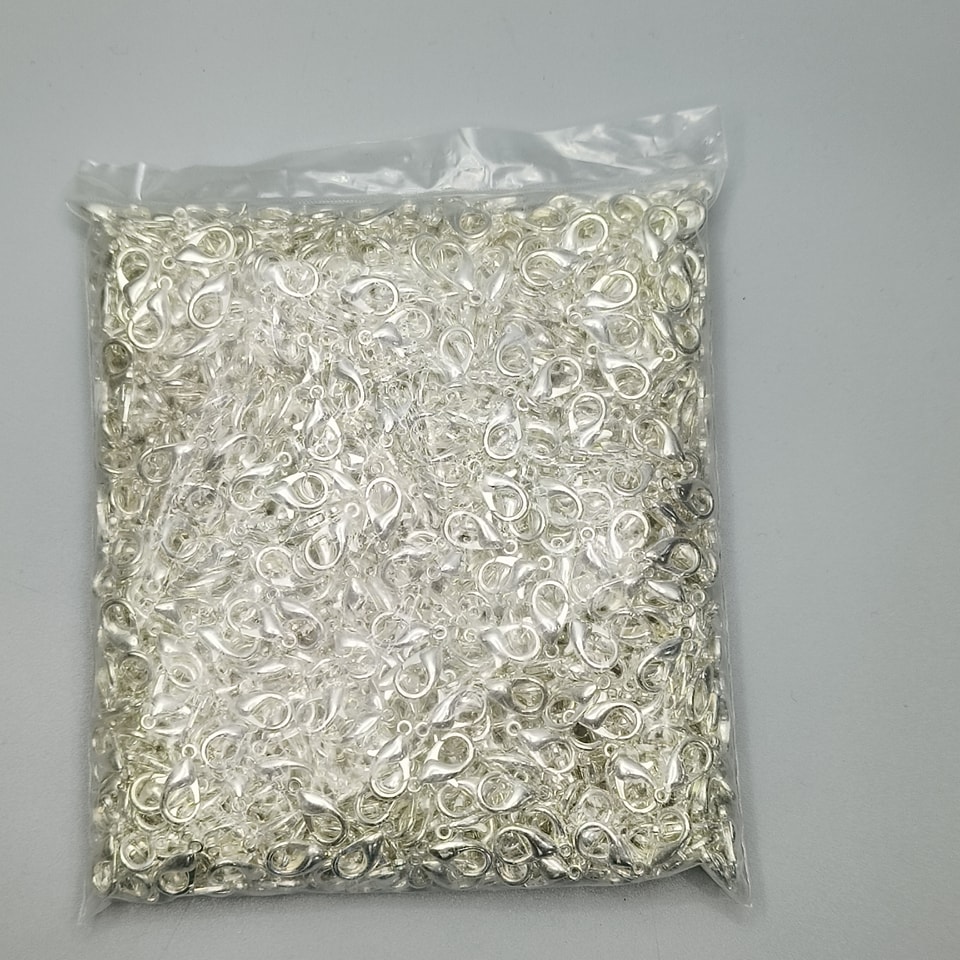 ตะขอทำสร้อย ตะขอก้ามปู 8x15มิล #L (500ชิ้น) สีเงิน