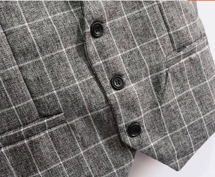เสื้อกั๊๊กสูท ลายสก็อต สไตล์อังกฤษ เล็กใหญ่ ซื้อชุดฟรีส่ง Size เอวเสื้อ No.31 33 -35-37-39-41 43 เอวกางเกง28-37 สีเทา