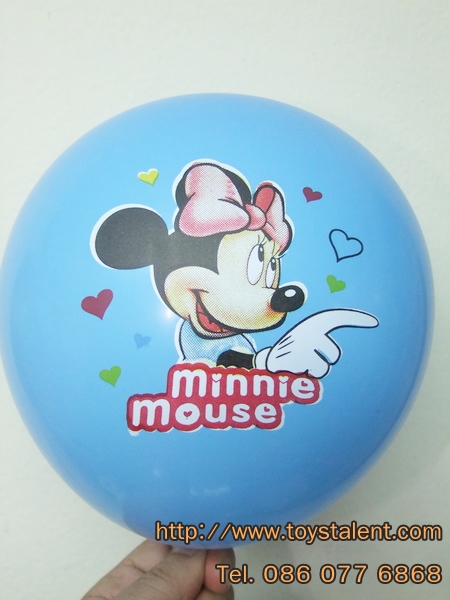 ลูกโป่งกลมพิมพ์ลายการ์ตูน Minnie Mouse ไซส์ 12 นิ้วคละสี แพ็คละ 10 ใบ (Round Balloons 12" - Printing Minnie Mouse)latex balloons)