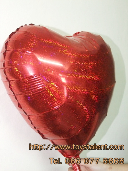 ลูกโป่งฟลอย์รูปหัวใจ Laser สีแดง ไซส์ 19 นิ้ว - Heart Shape Laser Foil Balloon Red Color 19" / TL-G013