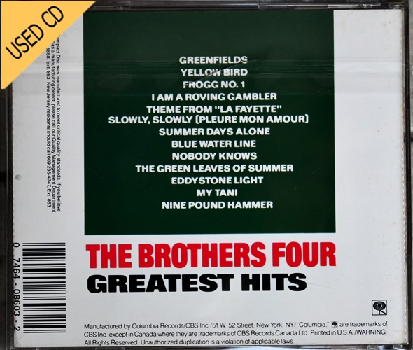 UsedCD The Brothers Four - Greastest Hits