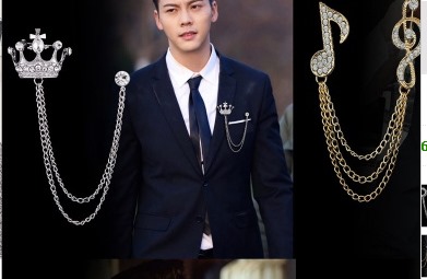เข็มกลัด โซ่หมุดคล้องเสื้อ ดีไซน์พิเศษ สุดหรู ตัวอักษร โลโก้