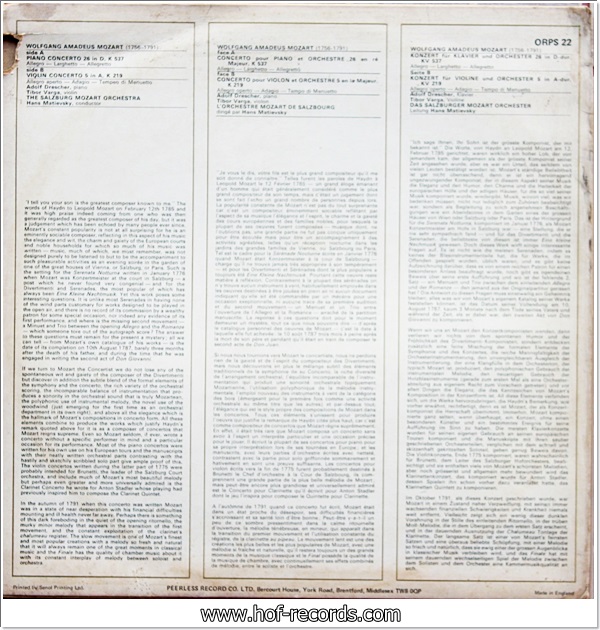 Mozart - Piano Concerto 26 In D,K 537 , Violin Concerto 5 In A , K 219 (England) 1Lp VG++