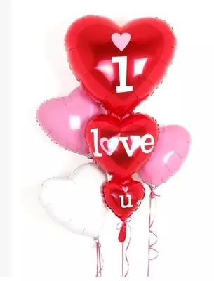 ลูกโป่งฟลอย์รูปหัวใจ สีแดง I LOVE YOU ต่อกัน-Love Series Heart Shape Foil Balloon / Item No.TL-E050