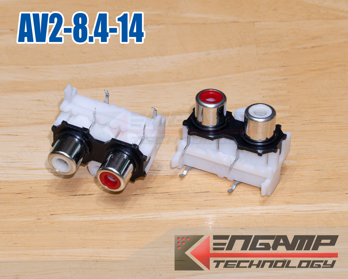 (1ตัว) [PJ] AV2-8.4-14 แจ็ค RCA 2P ขาลงปริ้นแนวนอนสีขาว