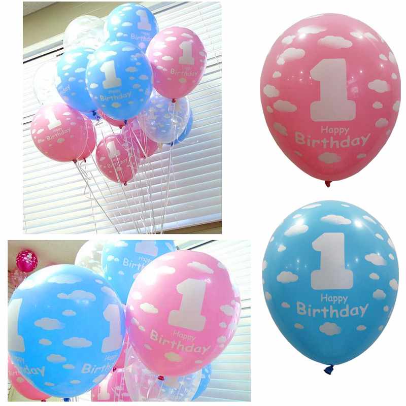 ลูกโป่งกลมพิมพ์ลาย 1st Birthday สีชมพูอ่อน แพ็คละ 10 ใบ(Round Balloons 12" - Printing 1st Birthday Light Pink color)