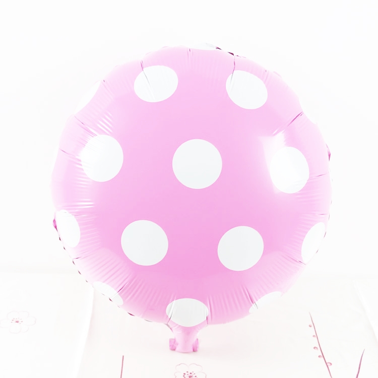 ลูกโป่งฟลอย์ทรงกลม Polka Dot สีชมพูอ่อน Baby Pink ไซส์ 18 นิ้ว - Round Shape Balloon Polka Dot Baby Pink Color 18" / Item No. TL-G033