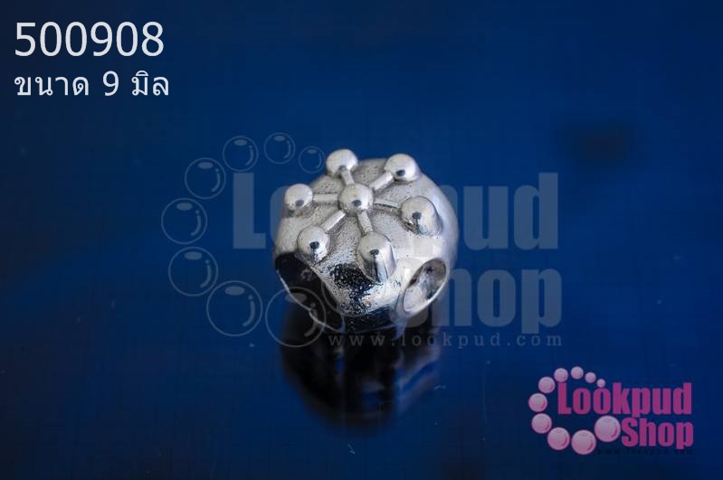 ตัวแต่งเงินแท้ ทรงกระบอกลายหิมะ 9มิล(1ชิ้น)