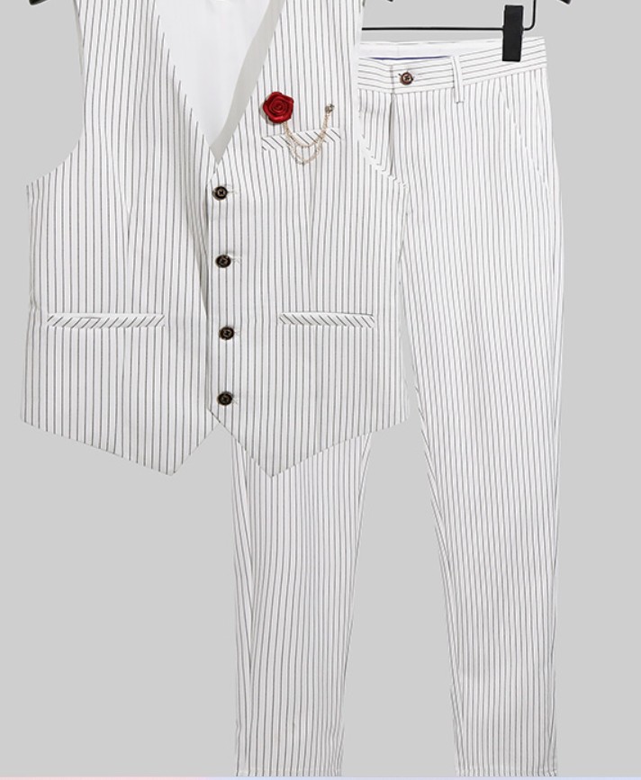 ชุดกั๊กสูท ลายทาง แบบกระดุมคู่ กระดุมผ่า แบบชุดกางเกงฟรีส่ง แต่ขายแยกเสื้อได้