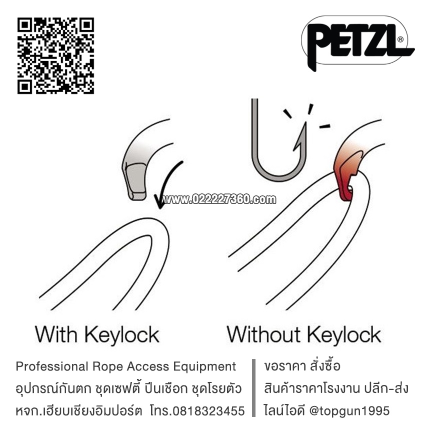 ห่วงเซฟตี้ ตะขอนิรภัย ตะขอเซฟตี้ Petzl Bm'D M032AA00