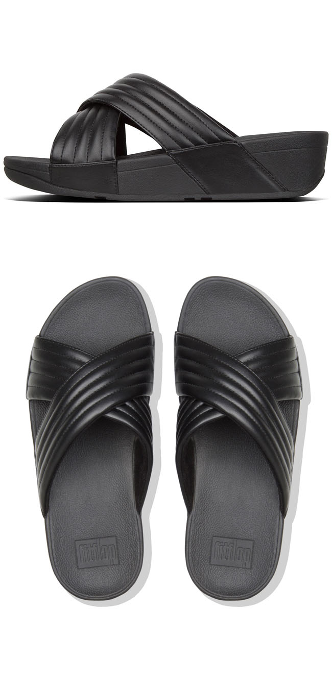 Fitflop Lulu Padded Cross Slide Black ของแท้ นำเข้าจาก USA และ UK