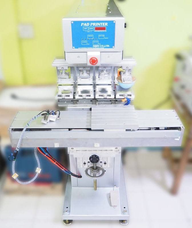 เครื่องสกรีนโลโก้ลงบนสินค้ามือสอง PAD PRINTING 4 สี แบบถ้วยปิด