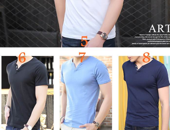 เสื้อยืดคอวี T shirt แฟชั่น กระดุม2 สี 4-10 No.37 39